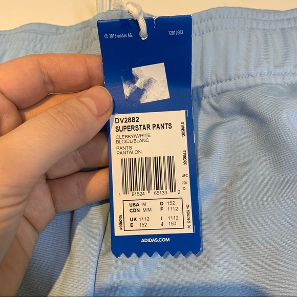 Adidas youth med baby blue NWT superstar track pants w drawstring waist - Picture 5 of 15